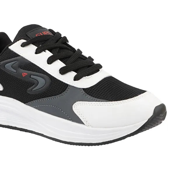 FUEL XO-Blaze Shoes for Men – Stylish & Lightweight Lycra Upper Shoes with Comfortable EVA Insole and Durable Sole for Everyday Casual Wear, (Black, White)