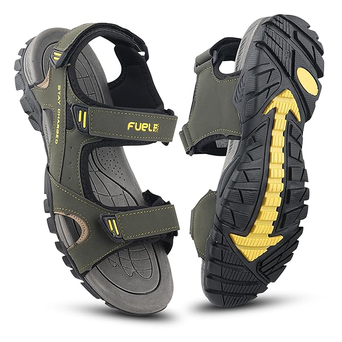 FUEL KROX-02 Sandals for Men's & Boys  (OLIVE/YELLOW)