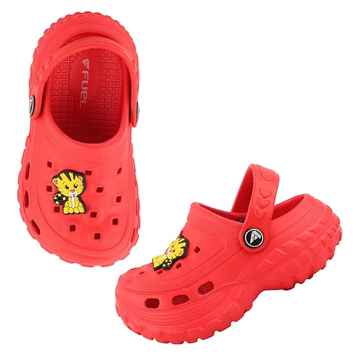 FUEL Clogs Slipper For 4-10 Years Boys/Girls/Toddler ( PODDLE-RED )