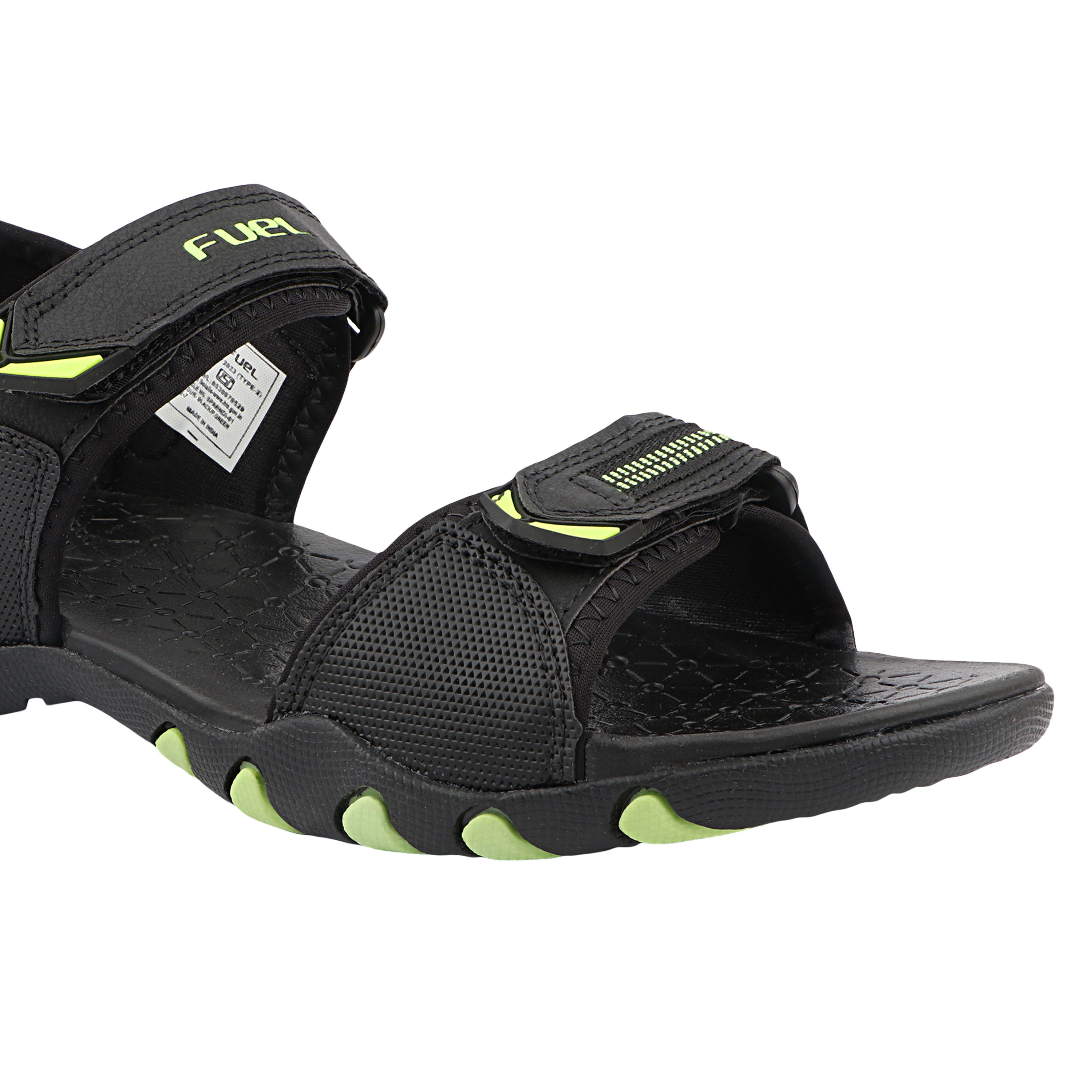 FUEL Sprandi-01 Sports Sandals for Men | Lightweight Walking & Outdoor Sandals | Breathable Mesh + Rexine | Easy Velcro Fit | EVA + TPR Sole | Cushioned Footbed (P.Green)