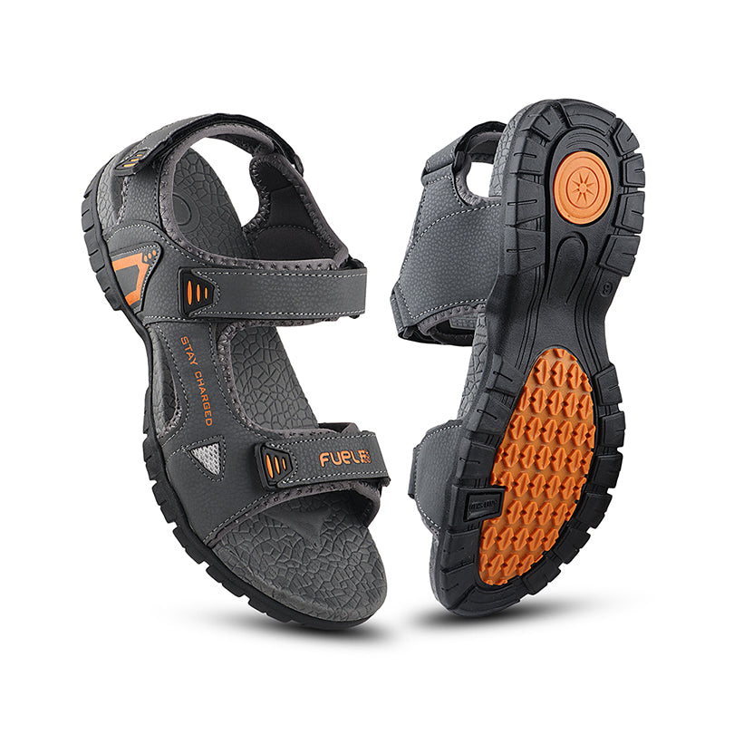 Fuel Rambo-04 sandal for man  (Dark Grey & Orange)