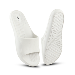 Fuel Swift White Comfort Slides with Textured EVA Sole, Anti-Slip Slip-On Slippers