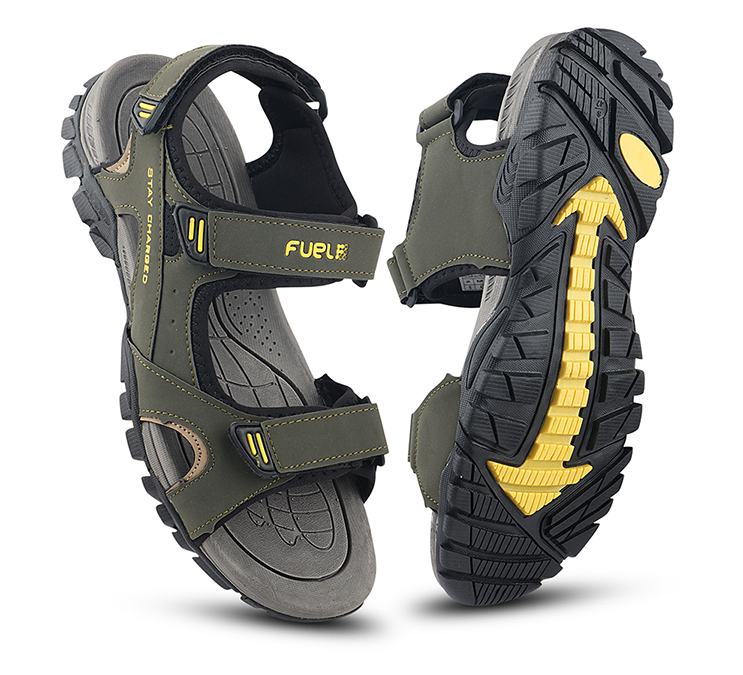 FUEL KROX-02 Sandals for Men's & Boys  (OLIVE/YELLOW)