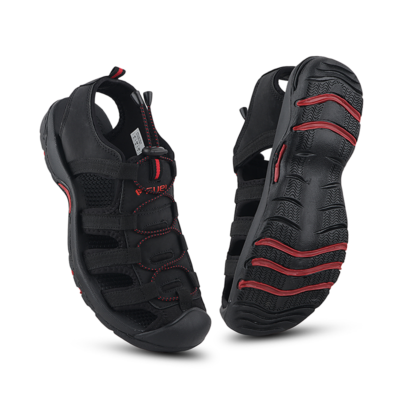 Fuel Soldier-06 Fisherman Sandals for Men (Black Red)