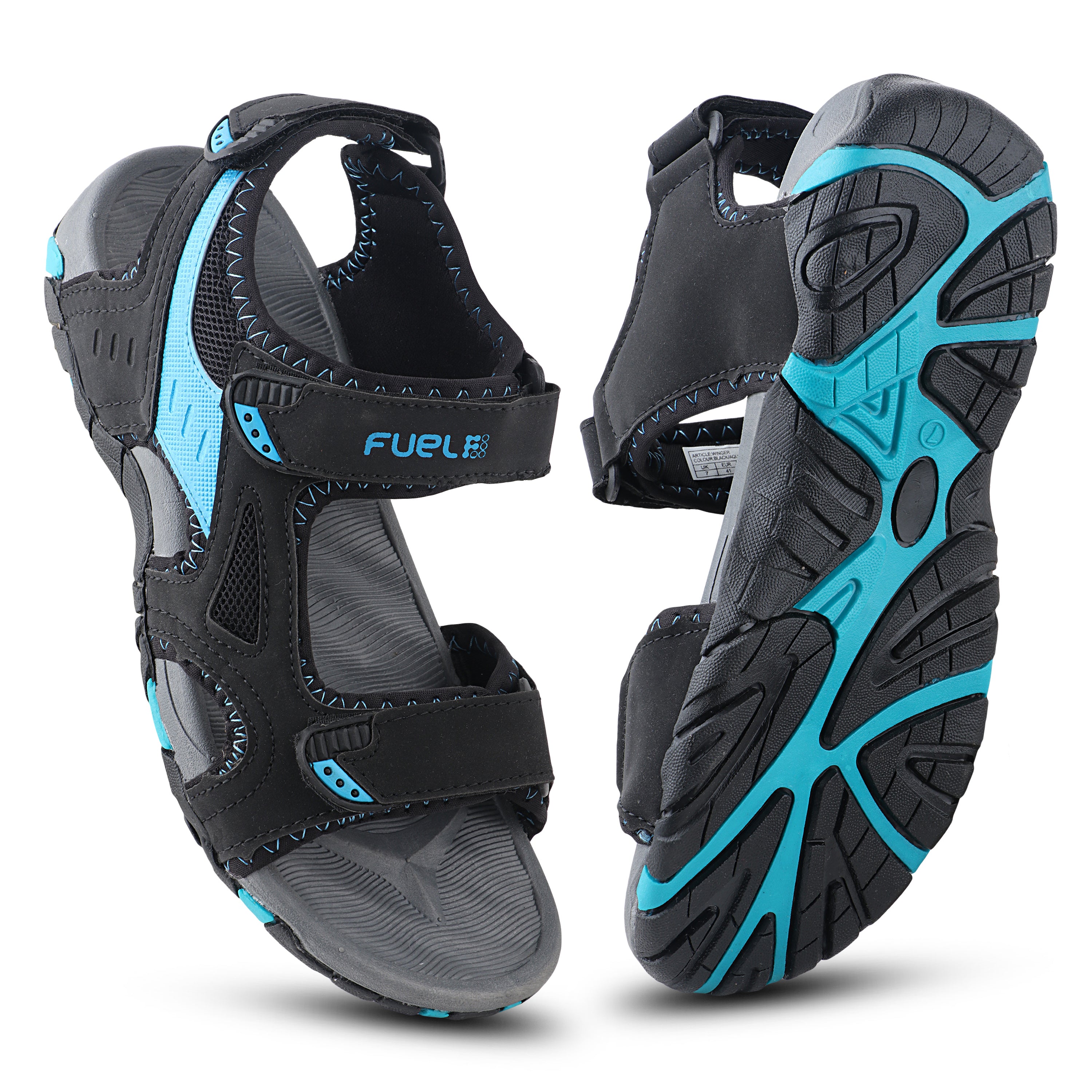 FUEL WINGER SANDALS FOR MEN'S (BLACK-AQUA)