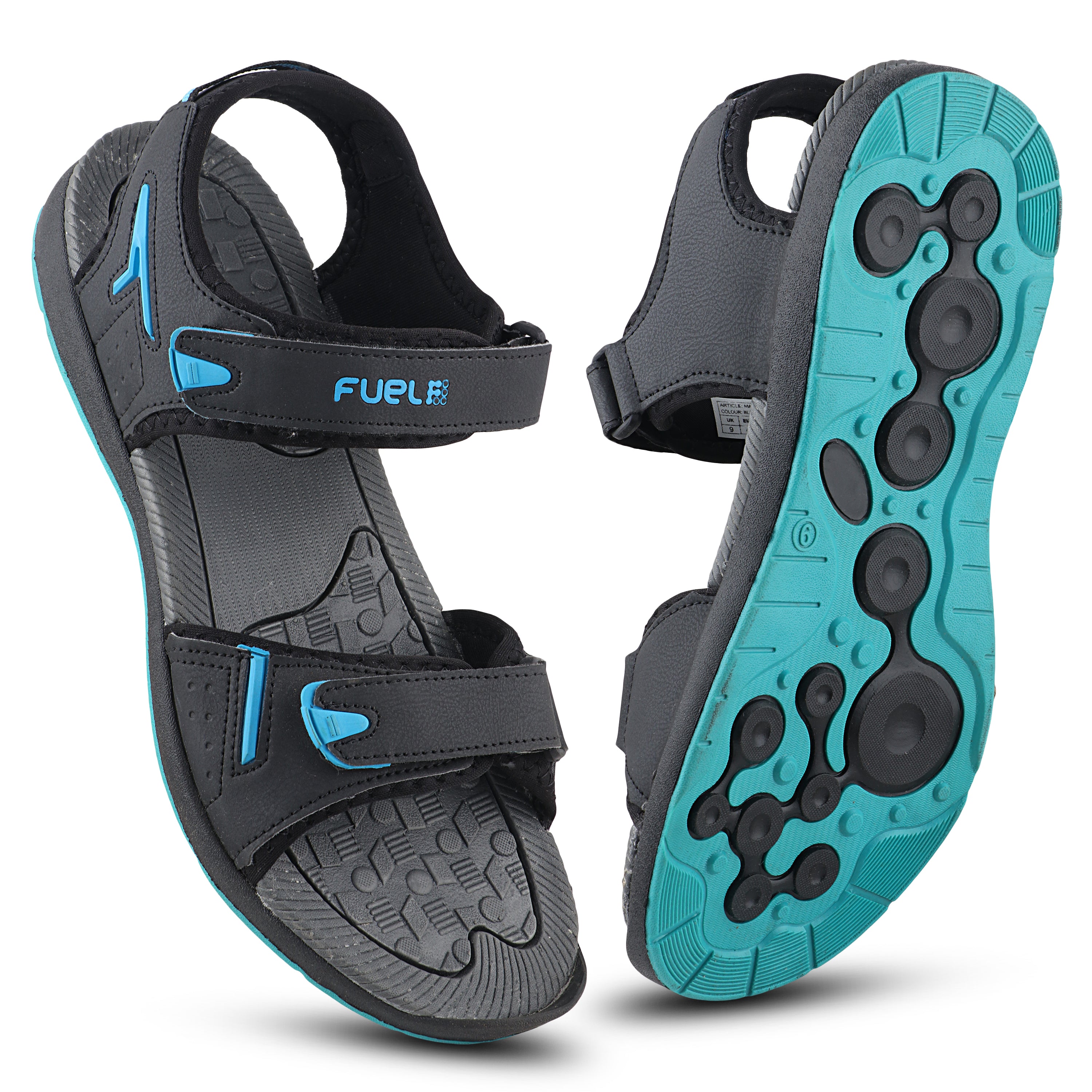 Fuel Mark Sandals For Men's (Black-Aqua)