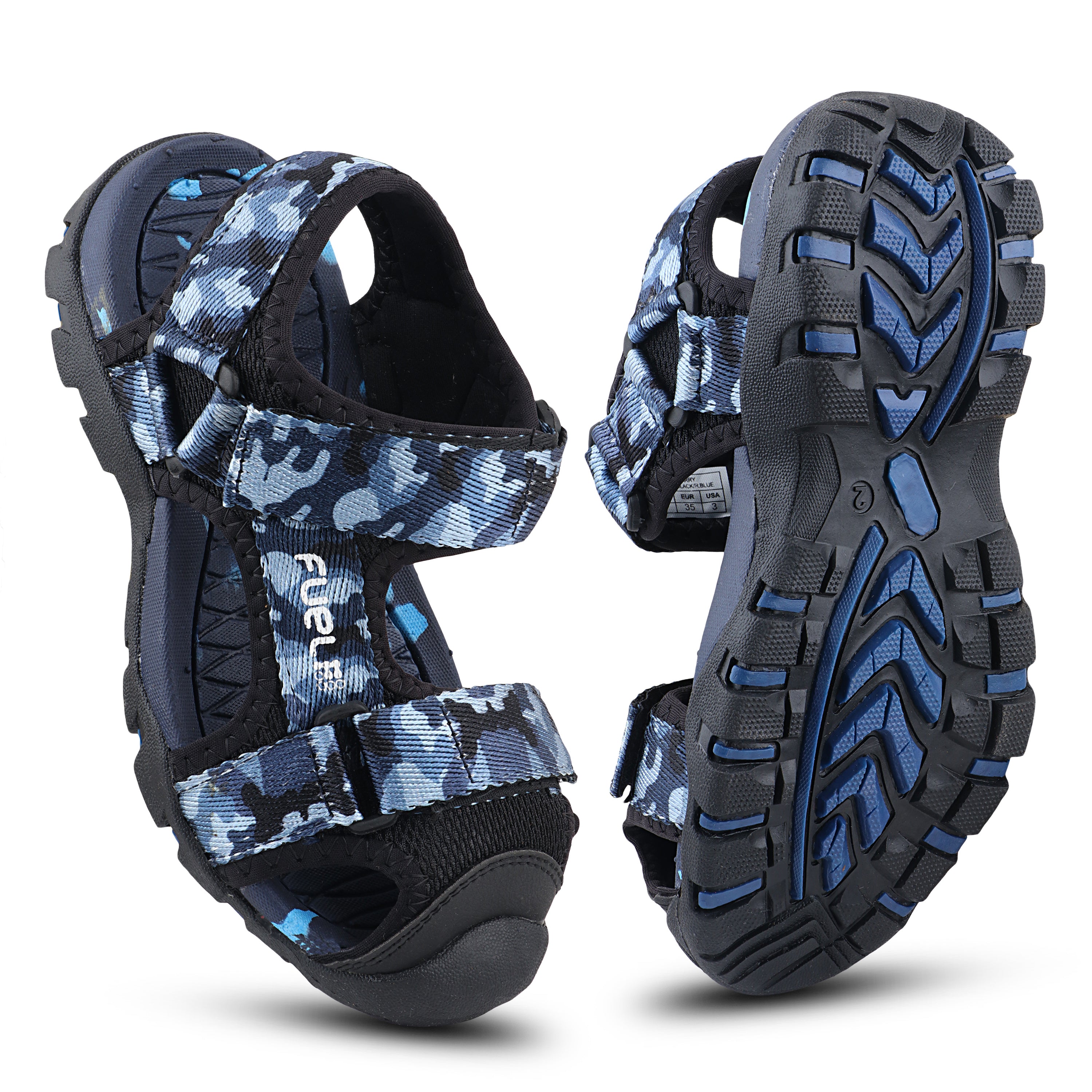 Fuel Harry Sandal For 4 to 10 Year Kids (Black & R. BLUE)