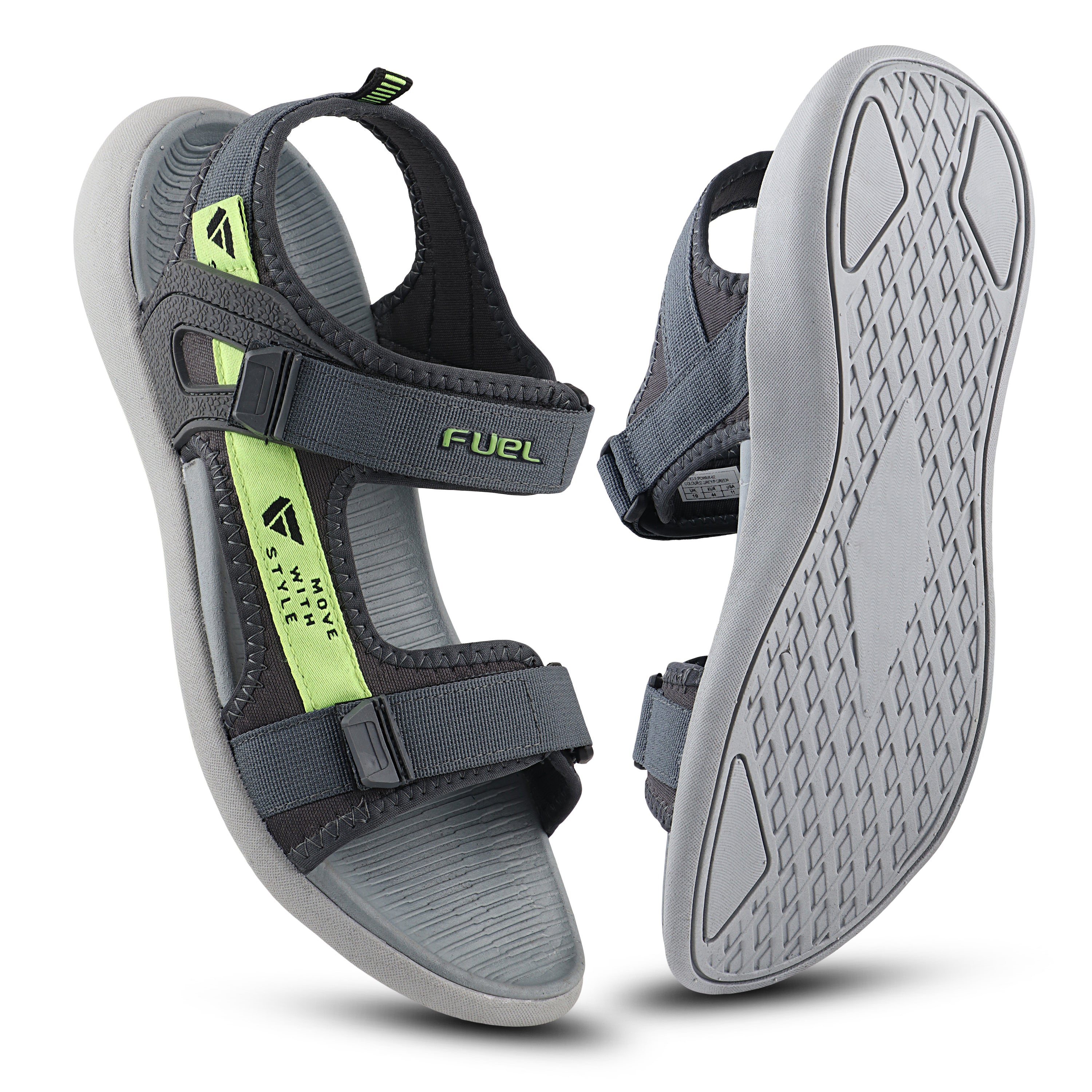 Fuel Power-02 Sandal for Men  (Grey & Green)