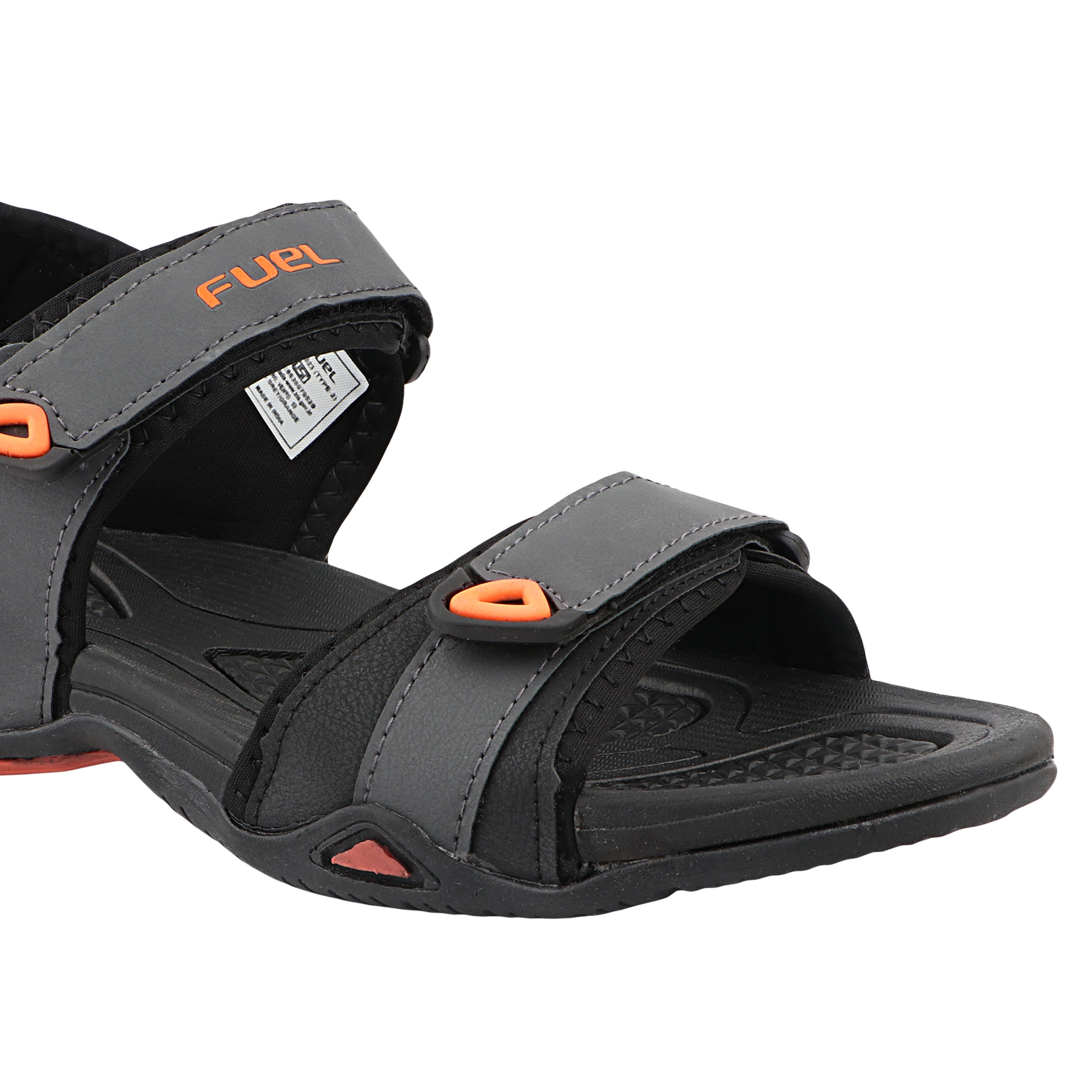 FUEL Vento-02 Comfortable & Light-weight Sandals For Men's (Grey-Orange)