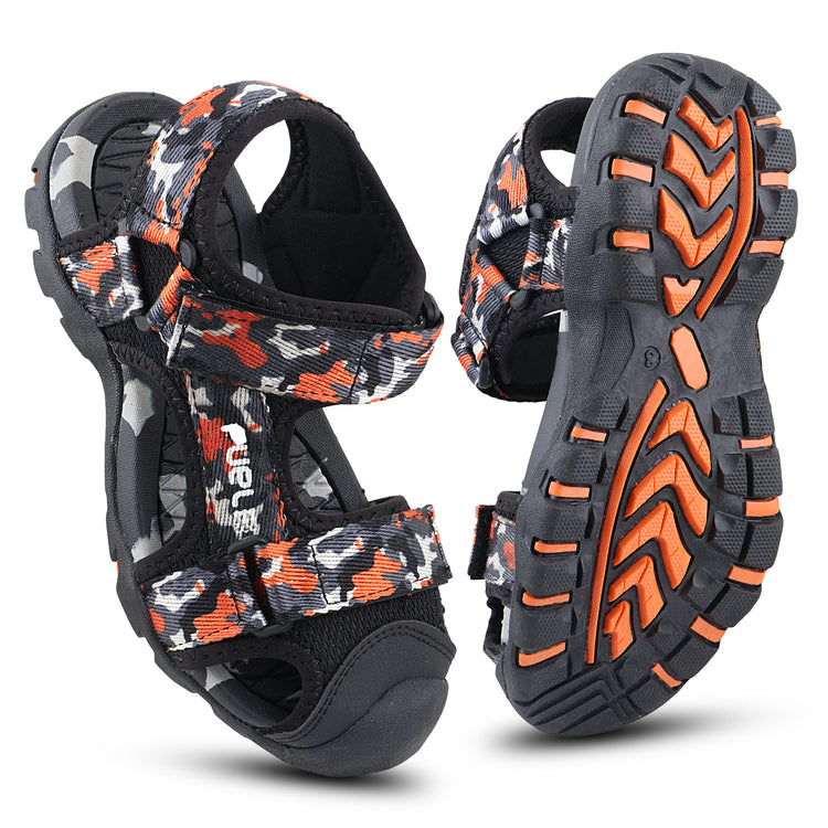 Fuel Harry Sandal For 4 to 10 Year Kids (Orange & Black)