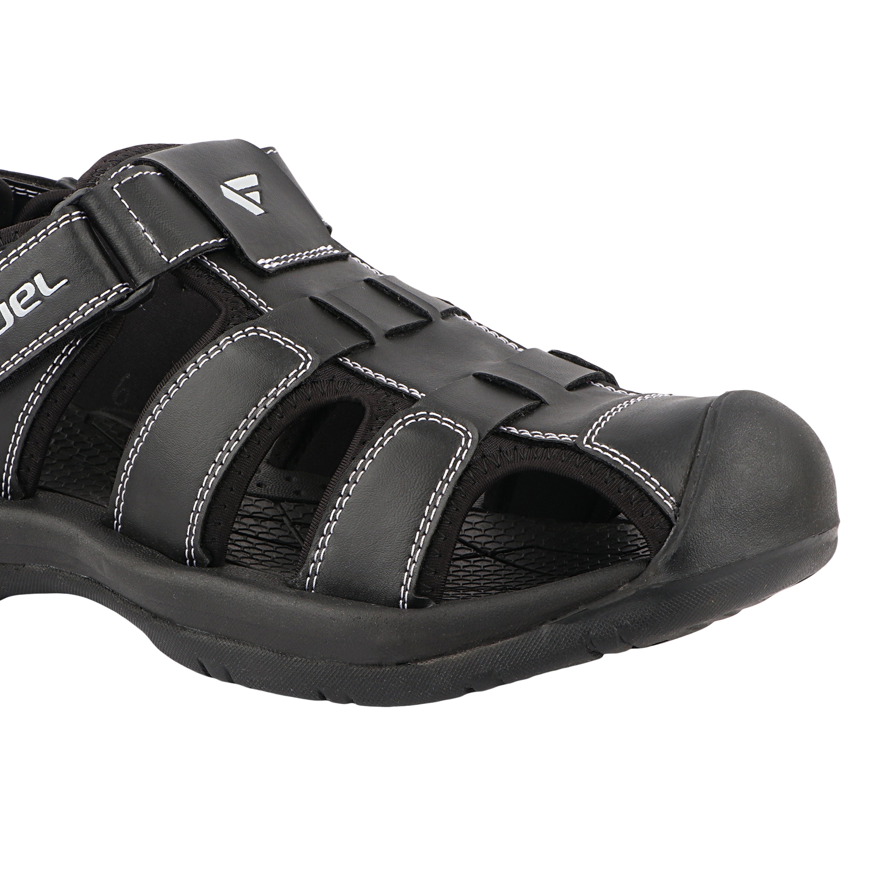FUEL Commando-1 Comfortable Outdoor & Daily Wear  Men’s Flexible Fisherman Sandals with Protective Toe Cap (Black)