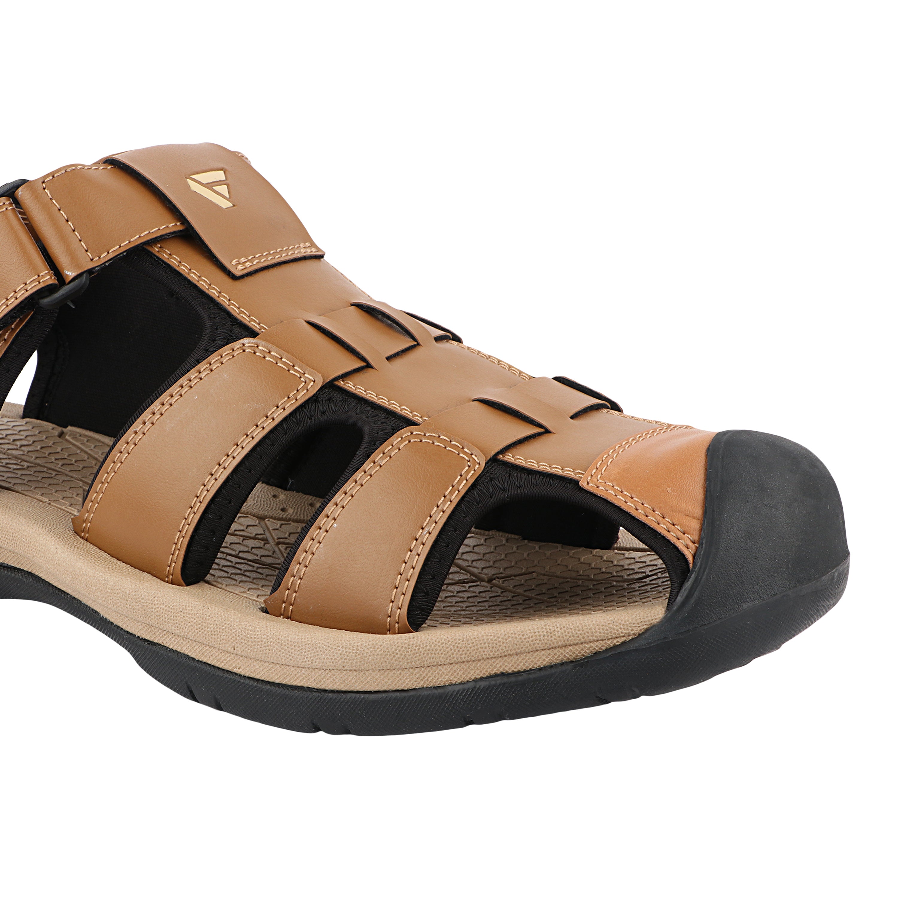 FUEL Commando-1 Comfortable Outdoor & Daily Wear  Men’s Flexible Fisherman Sandals with Protective Toe Cap (Tan)