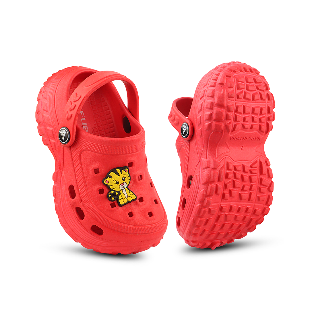 FUEL Poddle Cute & Lightweight EVA Slip-On Clogs for Kids (RED)