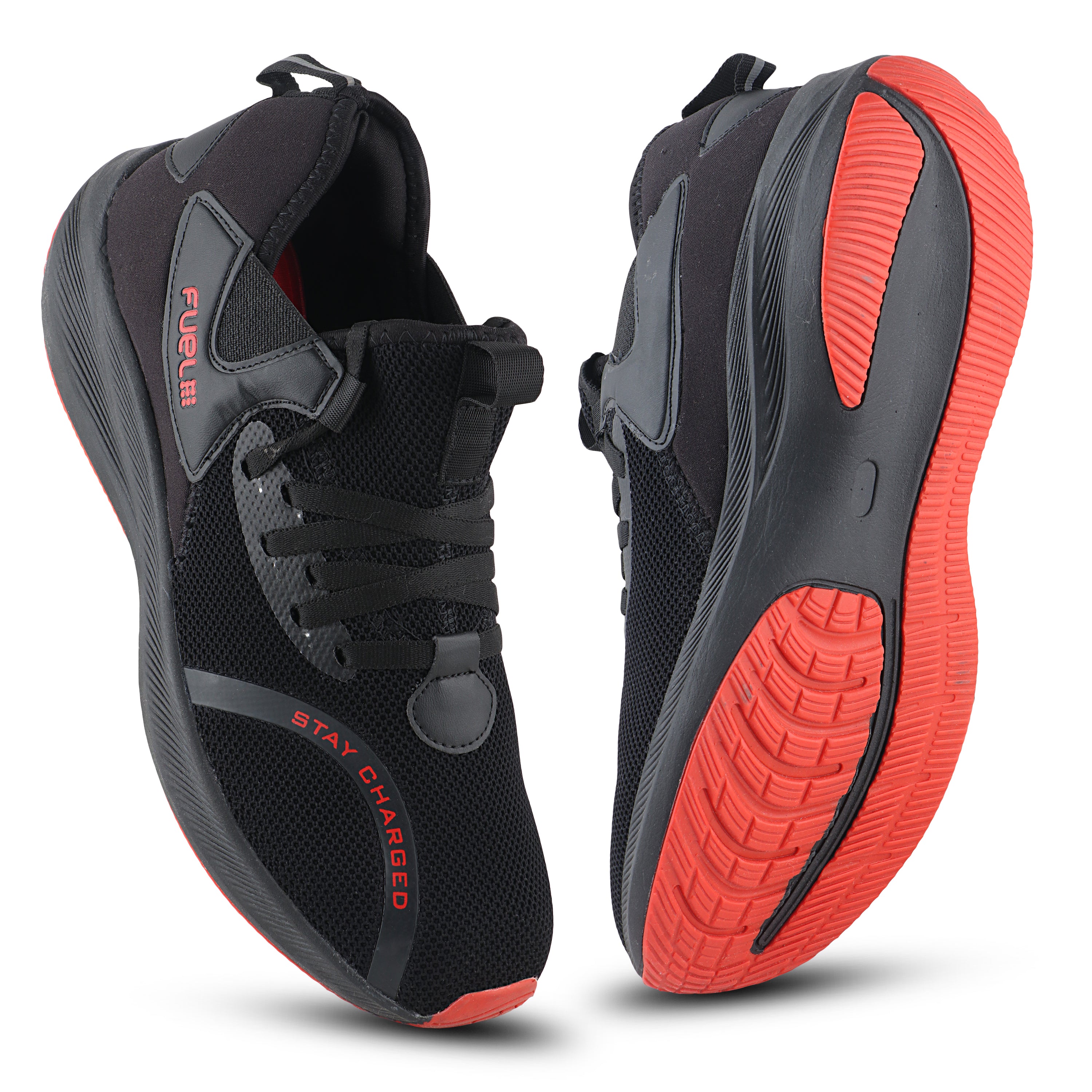 Fuel Wine Sports Shoes For Men Black Red