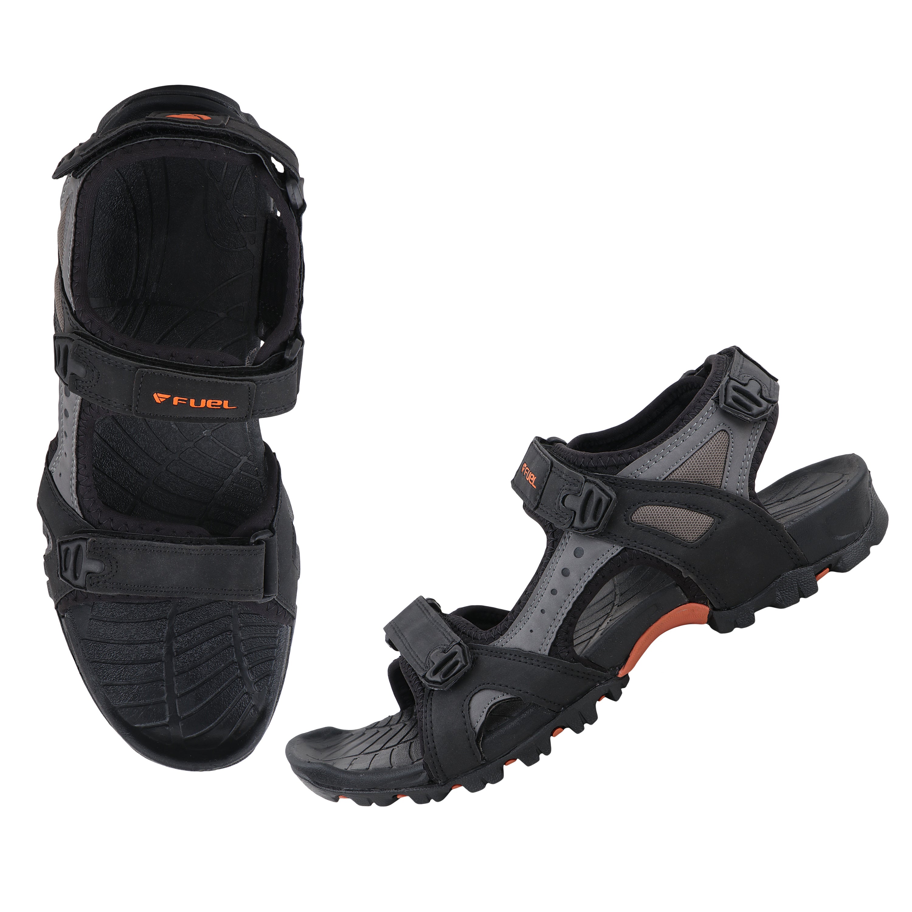 FUEL Timberland-08 Comfortable and Lightweight with Cushioned Footbed Sole Sports Sandals for Men (Black)