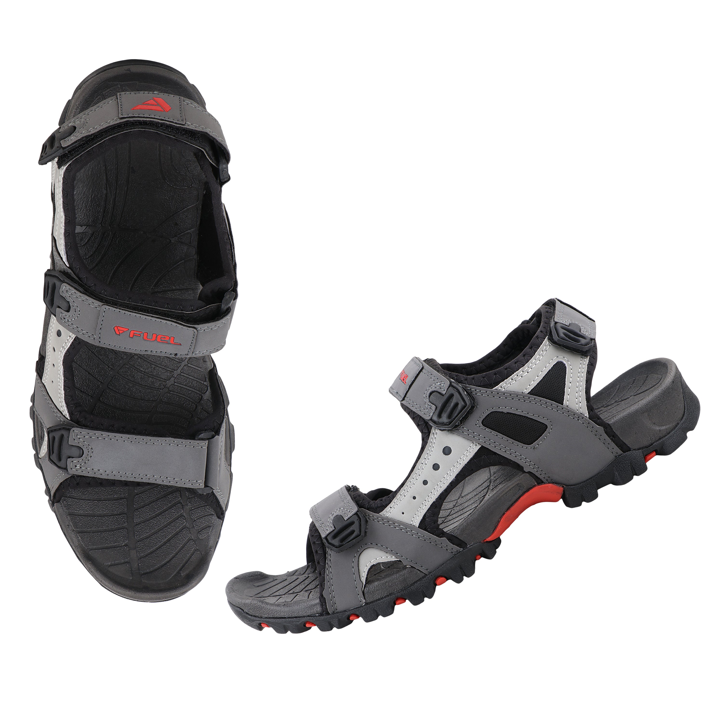 FUEL Timberland-08 Comfortable and Lightweight with Cushioned Footbed Sole Sports Sandals for Men (Grey)