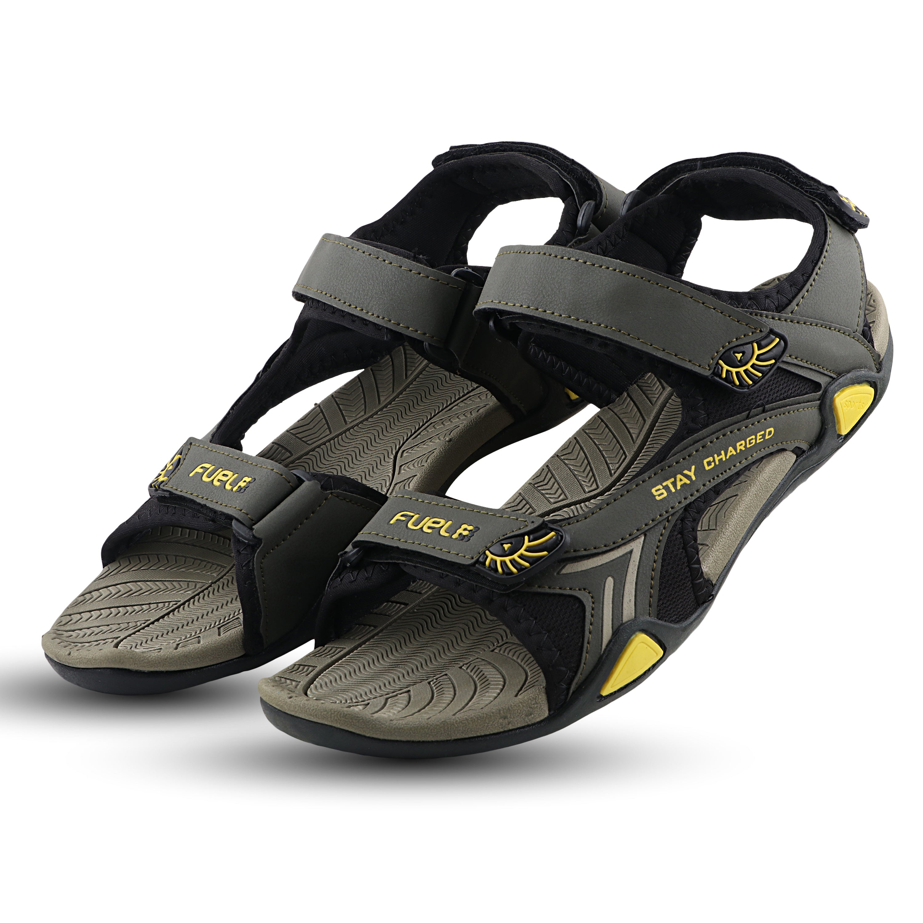 Fuel Rambo-04 sandal for man  (Dark Grey & Orange)