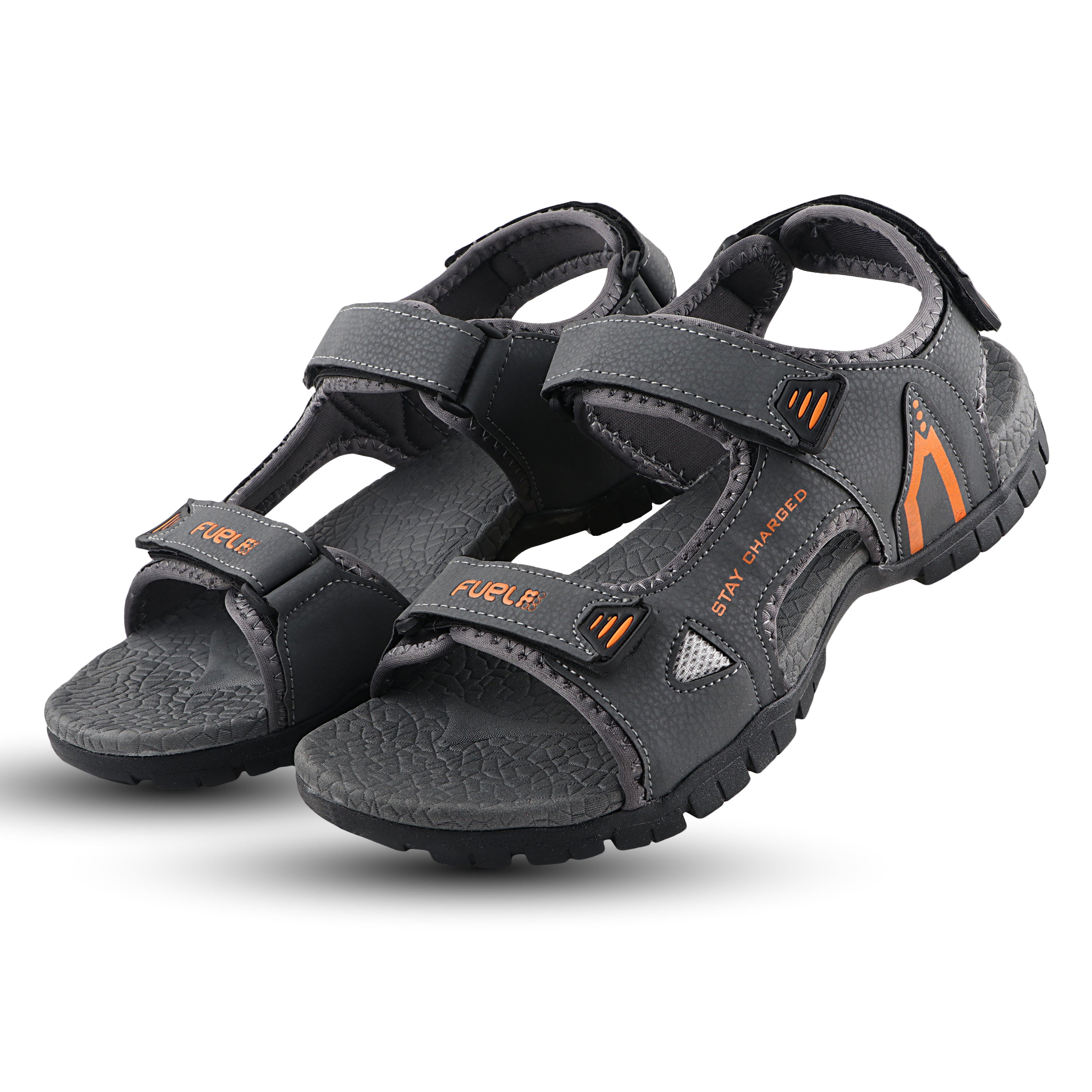 Fuel Rambo-04 sandal for man  (Dark Grey & Orange)