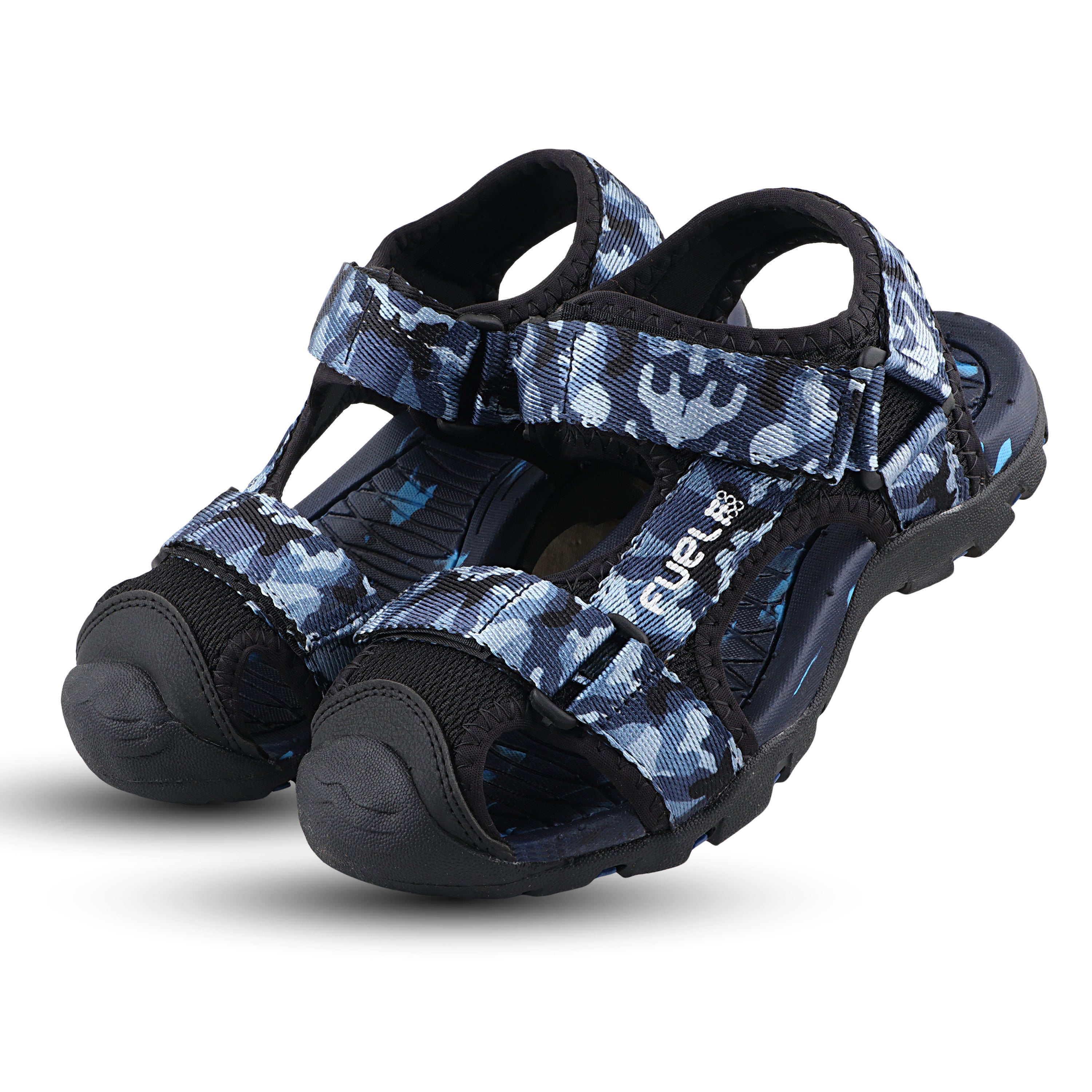 Fuel Harry Sandal For 4 to 10 Year Kids (Black & R. BLUE)