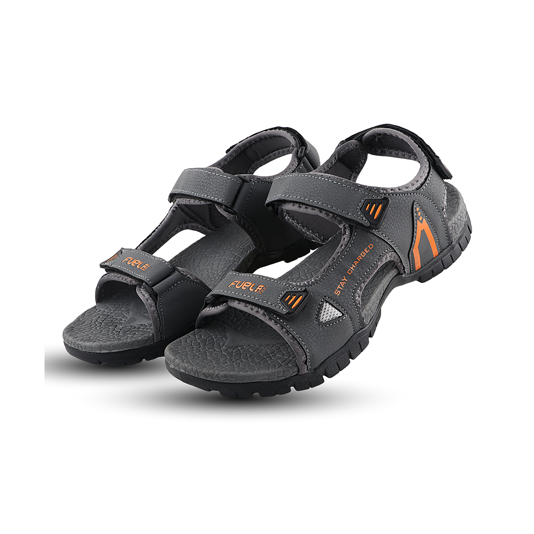 Fuel Rambo-04 sandal for man  (Dark Grey & Orange)