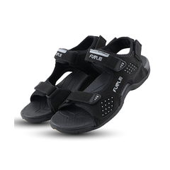 FUEL 2112-07 Tough Grip Sole with Breathable Design and Adjustable Velcro Sports Sandals (Black/Grey)