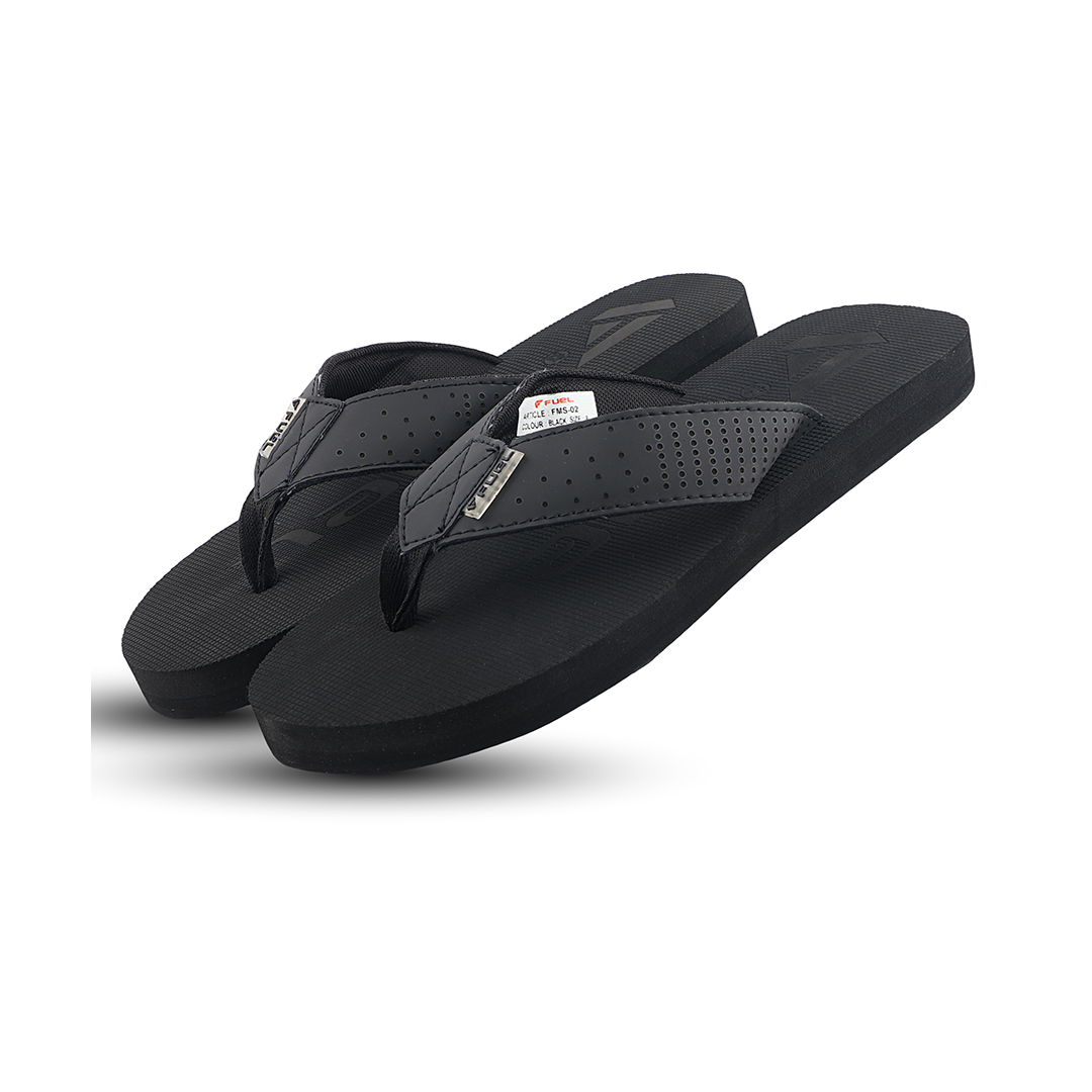 FUEL Men's Slippers, Flip Flops For Men (FMS-02) BLACK