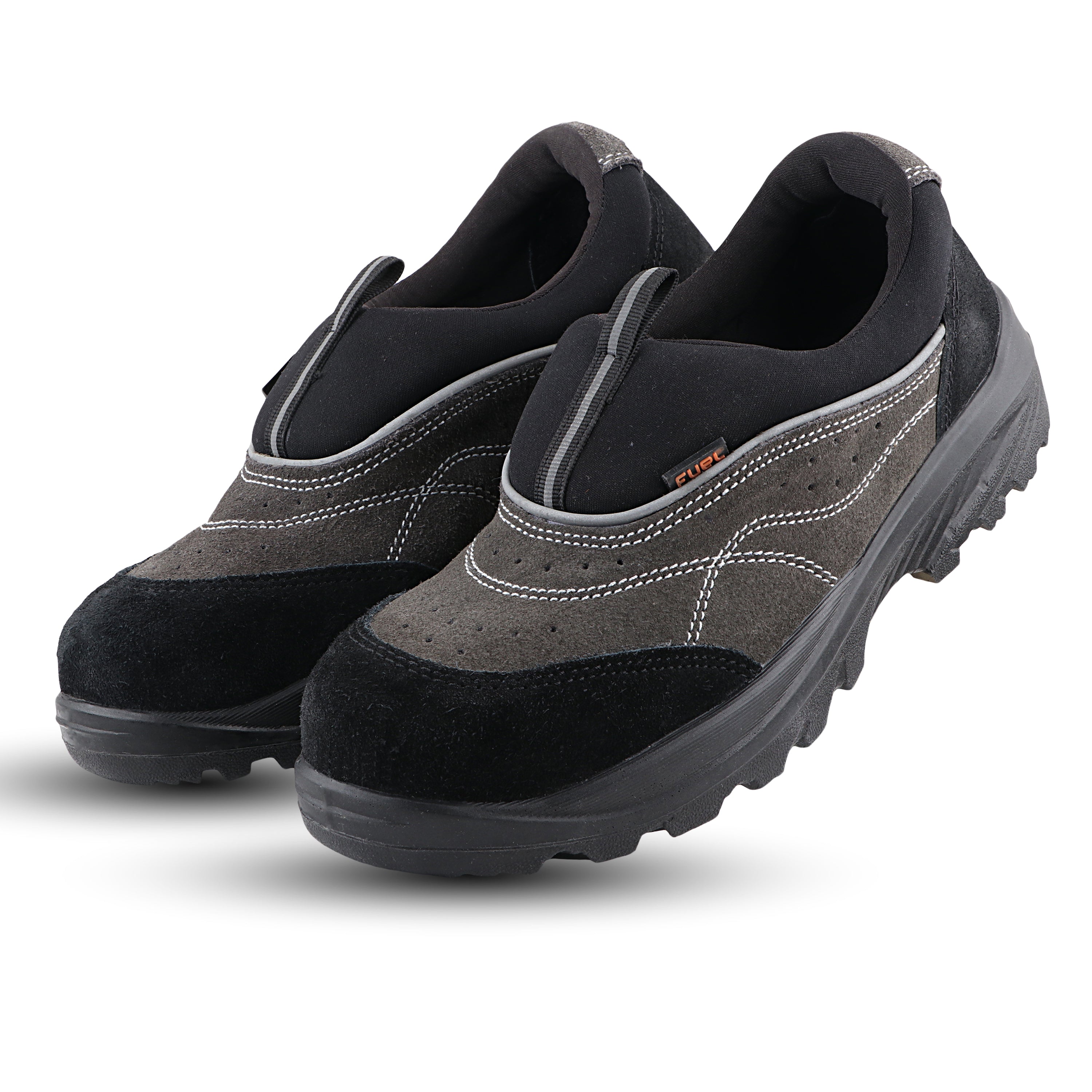 FUEL Slip-on Safety Shoes for Men Industrial PU Single Density Sole, 200J Steel Toe, Energy Absorption