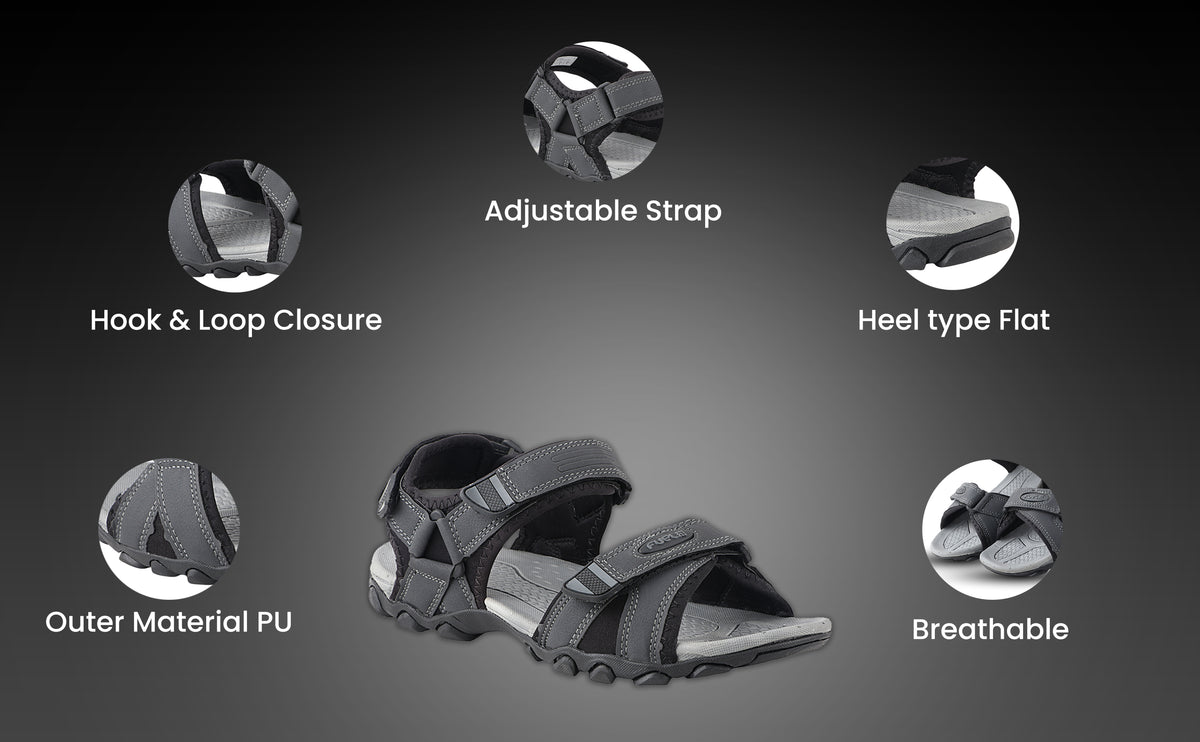 FUEL Adam Casual Sports Sandal for Men (Grey)