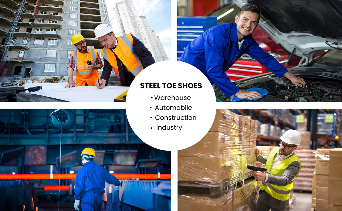 FUEL Gracy Grain Leather Upper with 200J Metal Toe Cap of Velcro Closure Anti-Slip Rubber Sole & EVA Insole Industrial Work Steel Toe Safety Shoes for Women's (Black)
