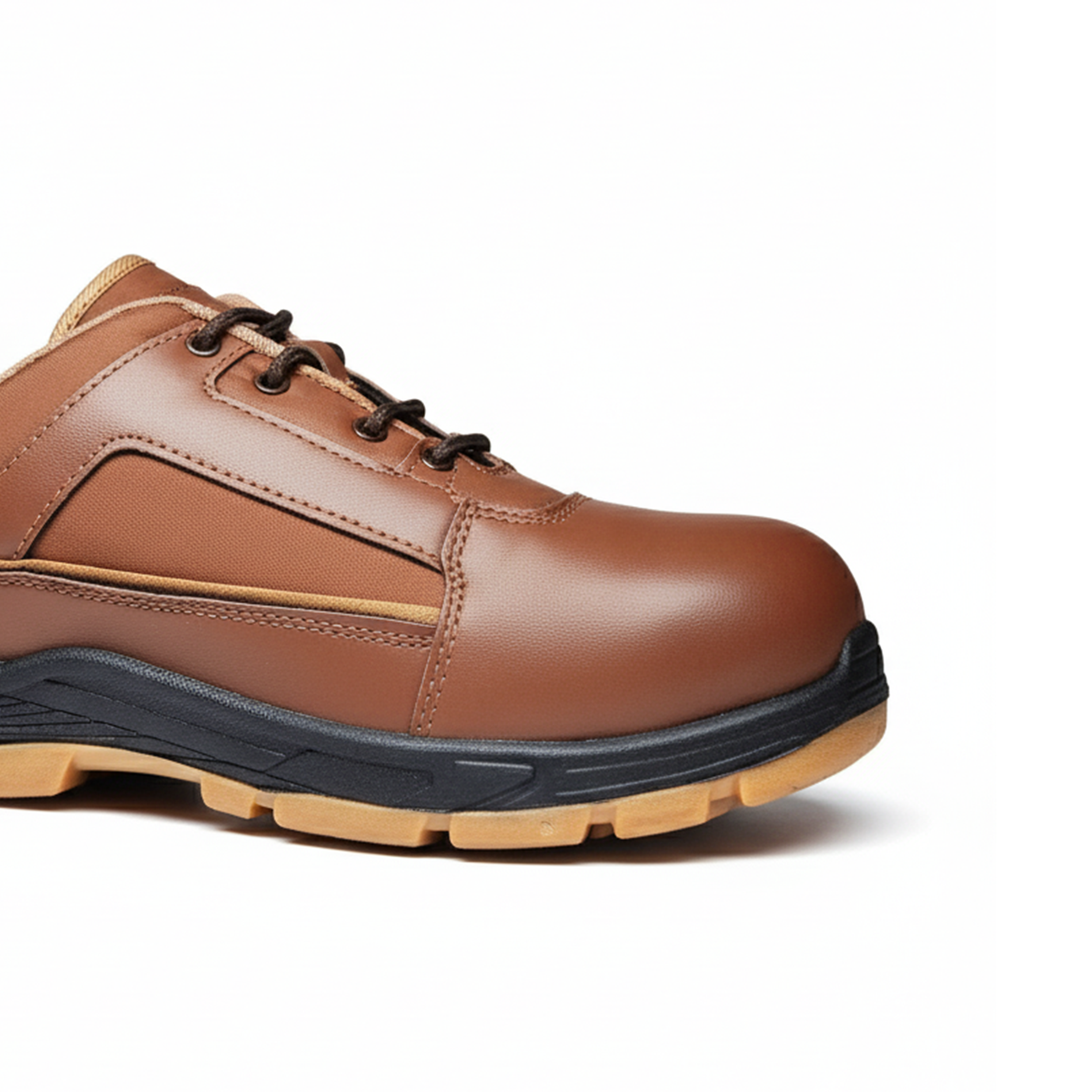 FUEL Armour 3 DD ISI Marked Synthetic Fabric Breathable Safety Shoes For Men's Steel Toe Cap With Double Density Rubberized PVC Sole (Brown)