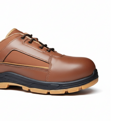 FUEL Armour 3 DD ISI Marked Synthetic Fabric Breathable Safety Shoes For Men's Steel Toe Cap With Double Density Rubberized PVC Sole (Brown)