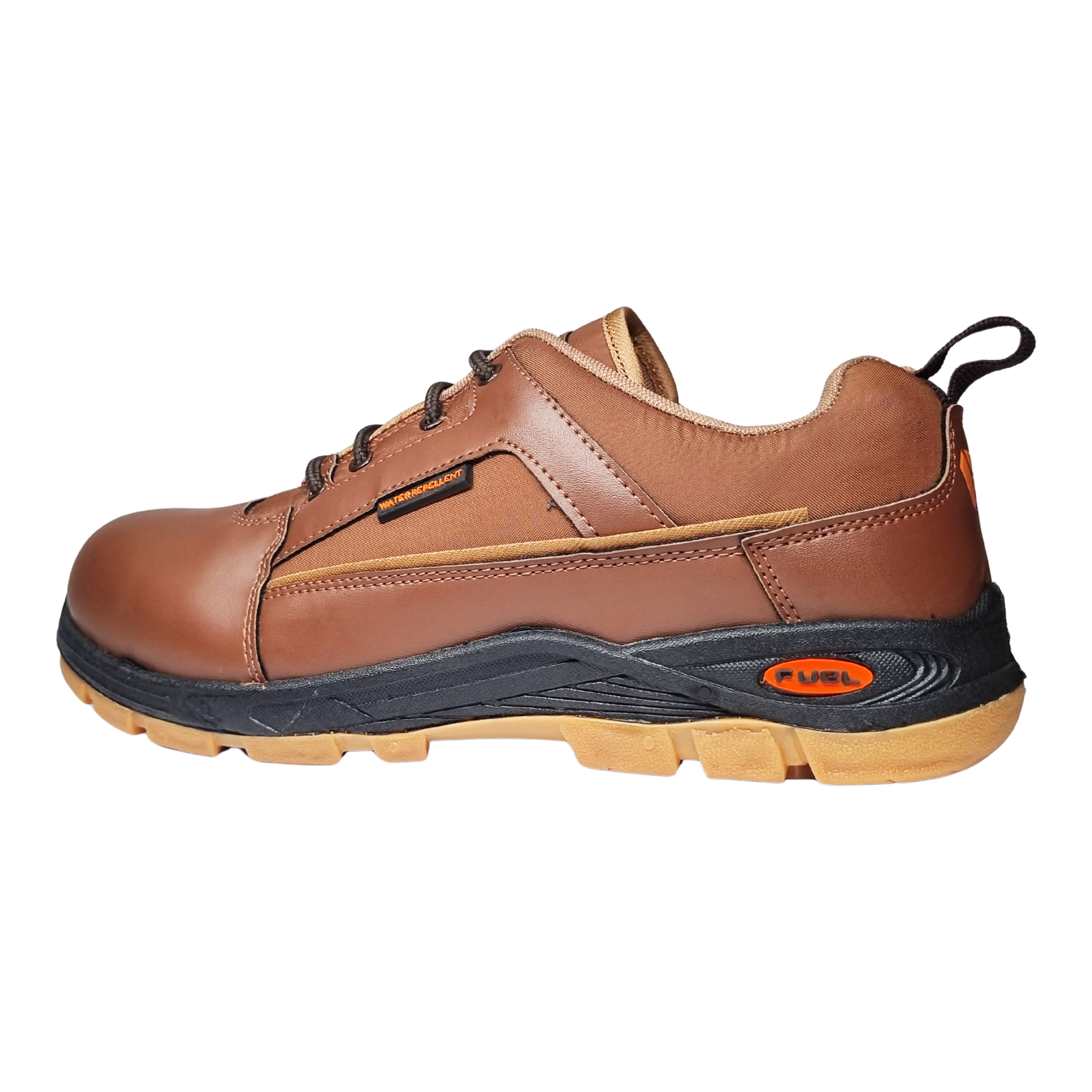 FUEL Armour 3 DD ISI Marked Synthetic Fabric Breathable Safety Shoes For Men's Steel Toe Cap With Double Density Rubberized PVC Sole (Brown)