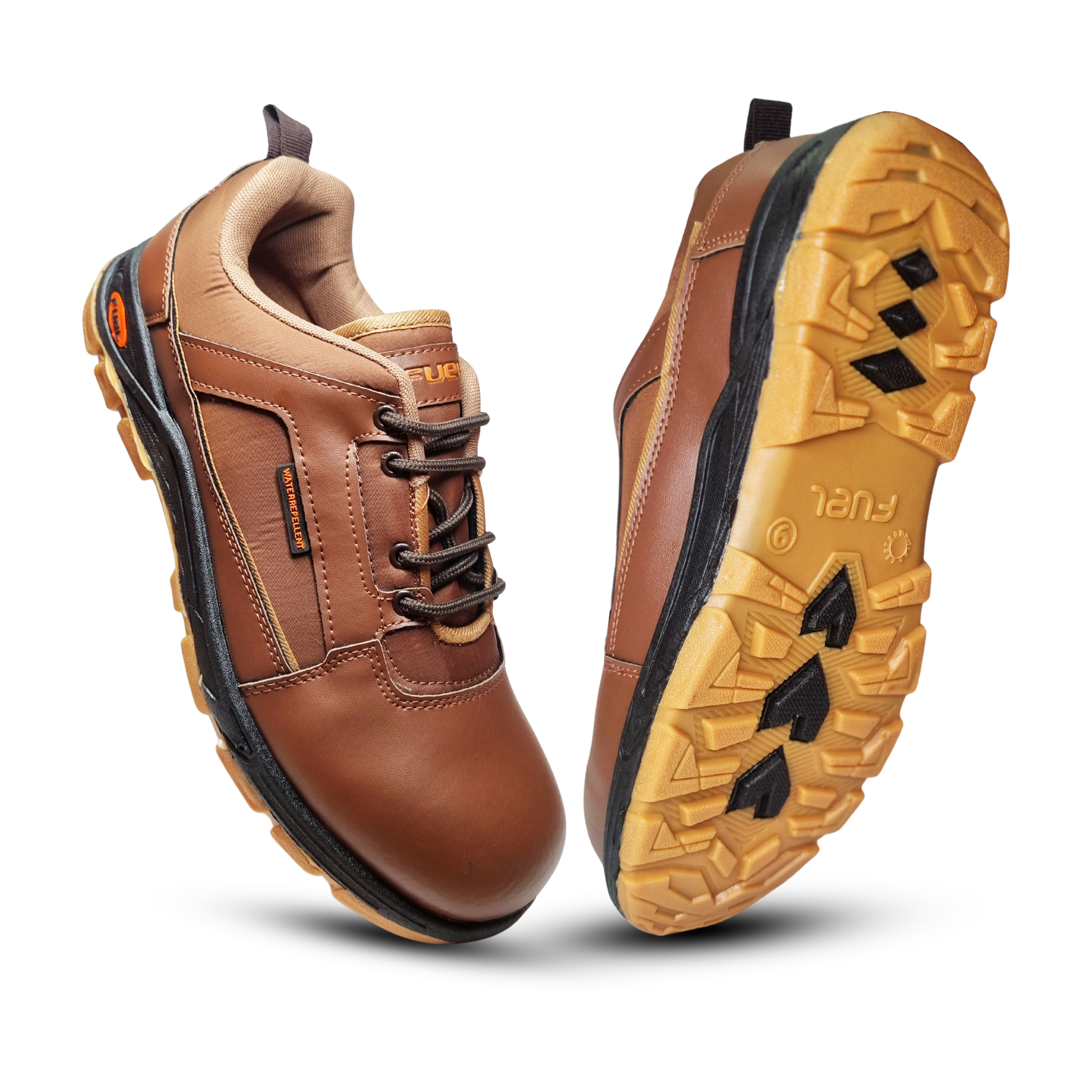 FUEL Armour 3 DD ISI Marked Synthetic Fabric Breathable Safety Shoes For Men's Steel Toe Cap With Double Density Rubberized PVC Sole (Brown)