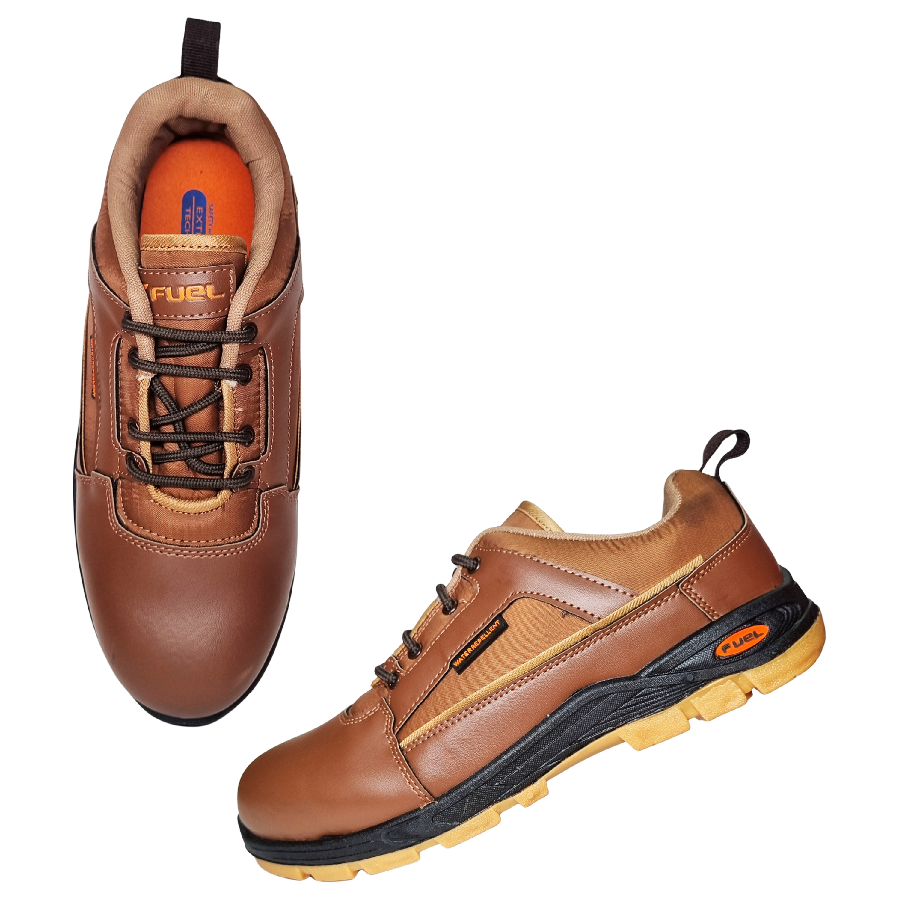 FUEL Armour 3 DD ISI Marked Synthetic Fabric Breathable Safety Shoes For Men's Steel Toe Cap With Double Density Rubberized PVC Sole (Brown)