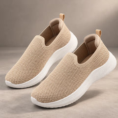 FUEL Nayasa-02 Women’s Slip-On Shoes – Modern Casual Design with Soft Knitted Upper, Cushioned Footbed and Sturdy PVC Sole for Everyday Comfort (Beige)