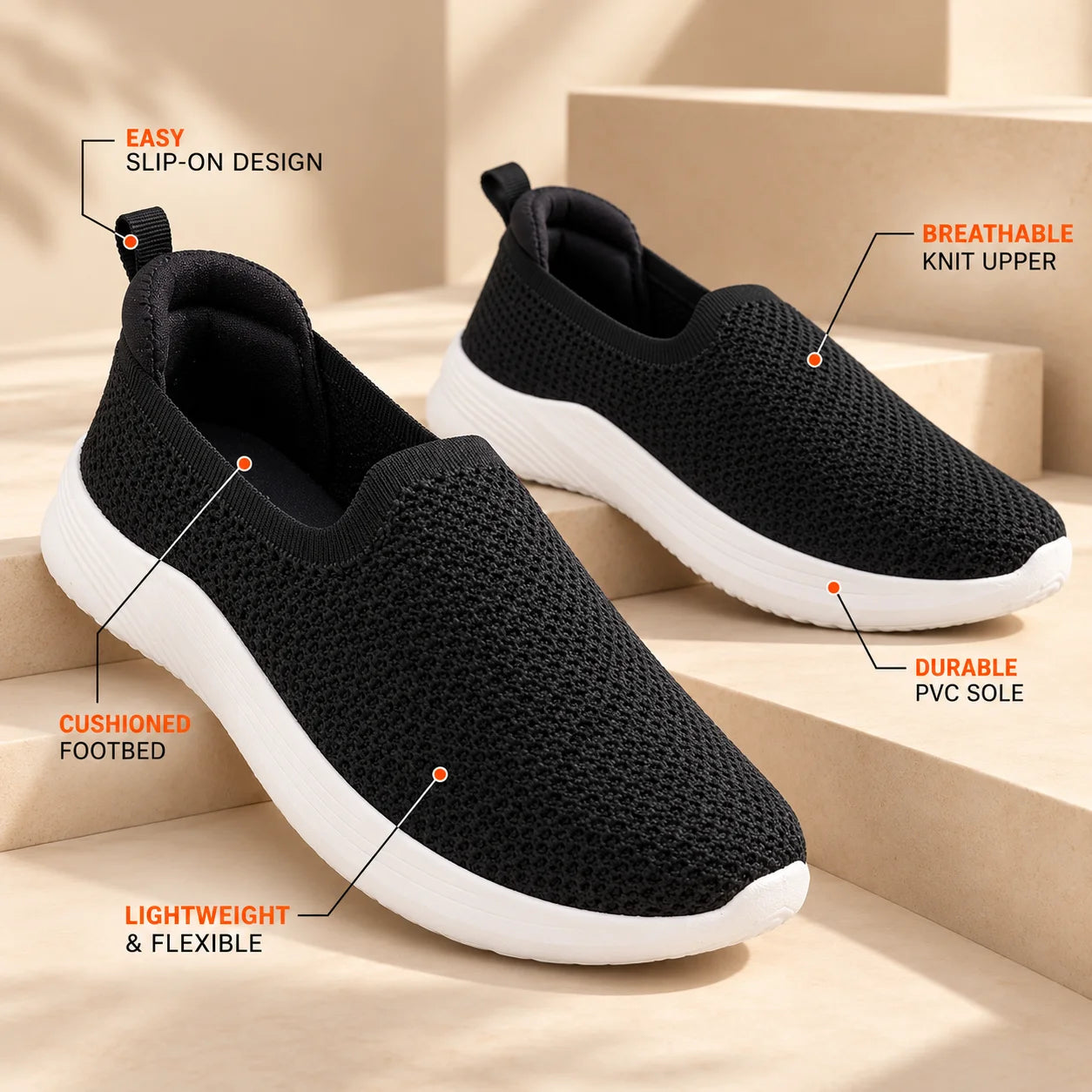 FUEL Nayasa-02 Comfortable Daily Wear Shoes for Women (Black)