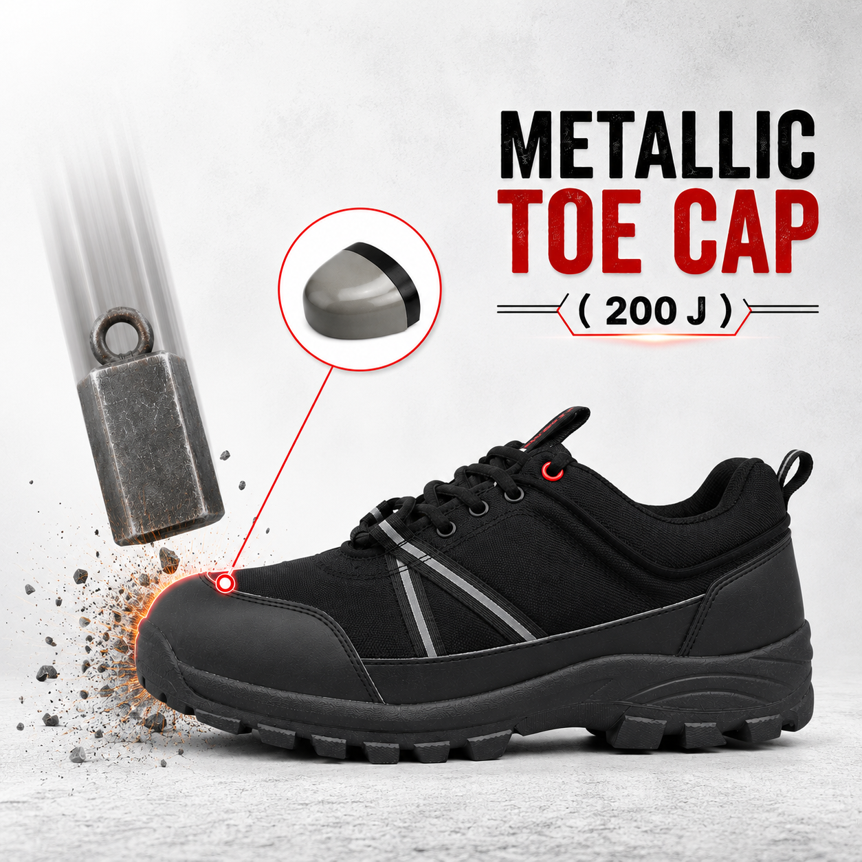 FUEL Rugged Wings Industrial Nitrile Rubber Sole Safety Shoes with 200J Toe Protection for Men