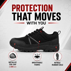 FUEL Rugged Wings Industrial Nitrile Rubber Sole Safety Shoes with 200J Toe Protection for Men