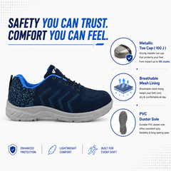 FUEL Arsenal Lightweight Safety Shoes for Men – Durable Industrial Sports Design with Strong Knitted Upper, PVC Sole, and 100J Metallic Toe Cap (UK 6–11)