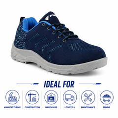 FUEL Arsenal Lightweight Safety Shoes for Men – Durable Industrial Sports Design with Strong Knitted Upper, PVC Sole, and 100J Metallic Toe Cap (UK 6–11)