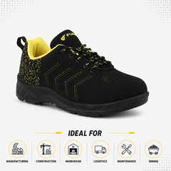 FUEL Arsenal Lightweight Safety Shoes for Men – Durable Industrial Sports Design with Strong Knitted Upper, PVC Sole, and 100J Metallic Toe Cap (UK 6–11)