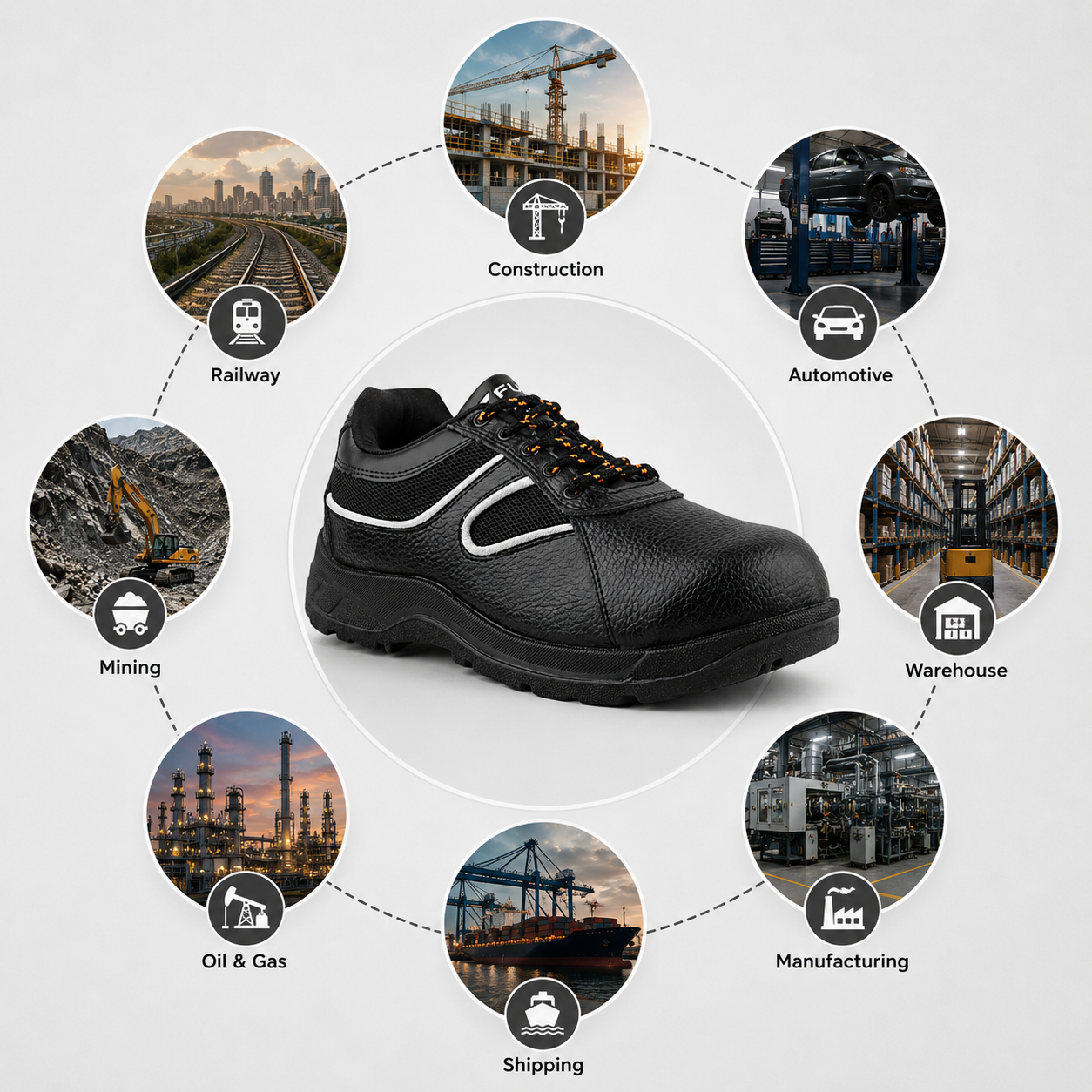 FUEL Shank ISI Marked Comfortable and light-weight  Industrial Safety Shoe For Men's (Black)