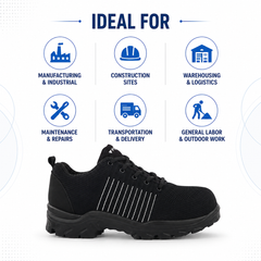 FUEL Aqua Knitted Upper in  PU Sole with 200J Composite Toe Lightweight Industrial Work Safety Shoes for Men (Black)