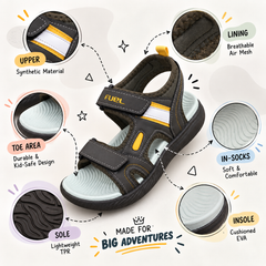 FUEL Power-lite-04 Lightweight EVA Sole and Cushioned Footbed with Adjustable Velcro Closure Sports Sandal for Unisex (Grey)
