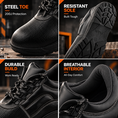 FUEL Arsenal HC Single Density PVC Sole Industrial Safety Shoe For Men's with Steel Toe Cap(Black)