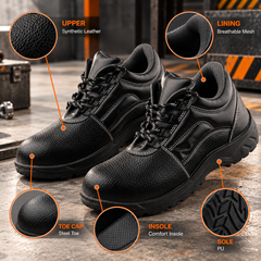 FUEL Arsenal HC Single Density PVC Sole Industrial Safety Shoe For Men's with Steel Toe Cap(Black)