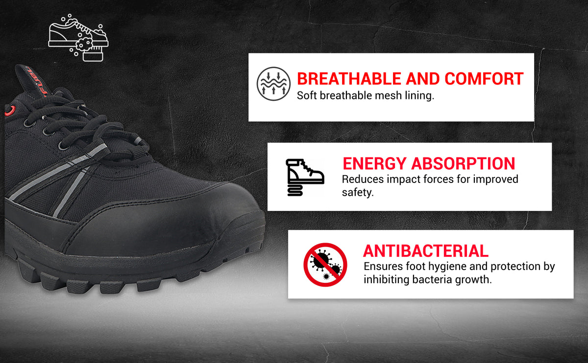 FUEL Rugged Wings Industrial Nitrile Rubber Sole Safety Shoes with 200J Toe Protection for Men