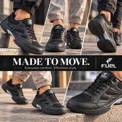 FUEL Snow Lightweight & Durable Lace-Up Sports Shoes for Men's (Black)