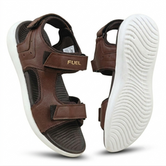 FUEL Power-05 Men’s Sandals – Brown Synthetic Upper, Cushioned Footbed, Lightweight EVA Sole, Adjustable Velcro Closure, Comfortable Everyday Wear