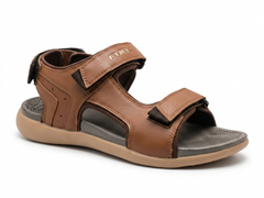 FUEL Power-05 Men’s Sandals – Tan Synthetic Upper, Cushioned Footbed, Lightweight EVA Sole, Adjustable Velcro Closure, Comfortable Everyday Wear